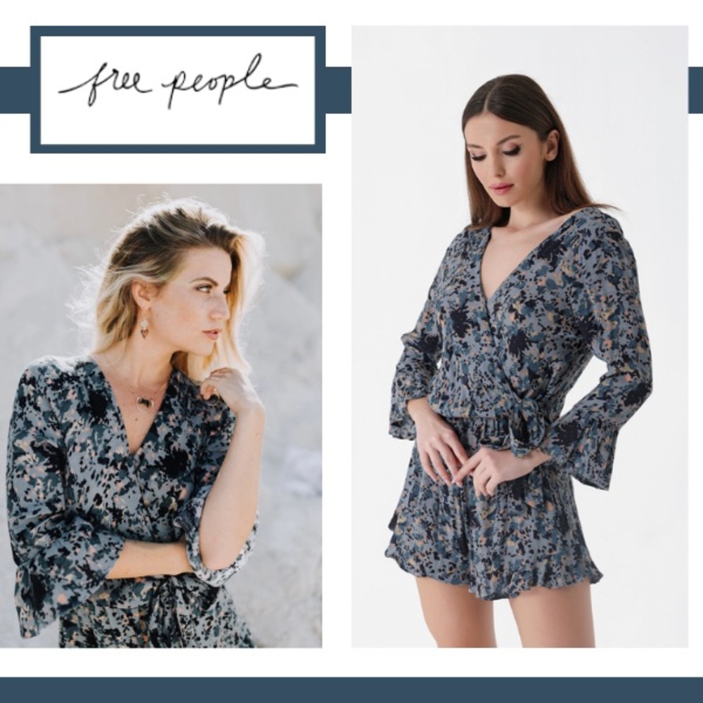 FREE PEOPLE Romper - 3/4 Sleeve Ruffles w/ Bell Sleeve Boho - Women Small
